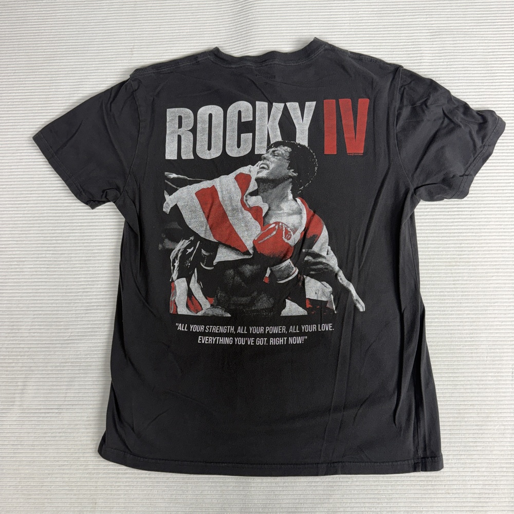 Rocky IV Boxing Graphic Tee Movie USA Flag Shirt Mens L Black Hollister
